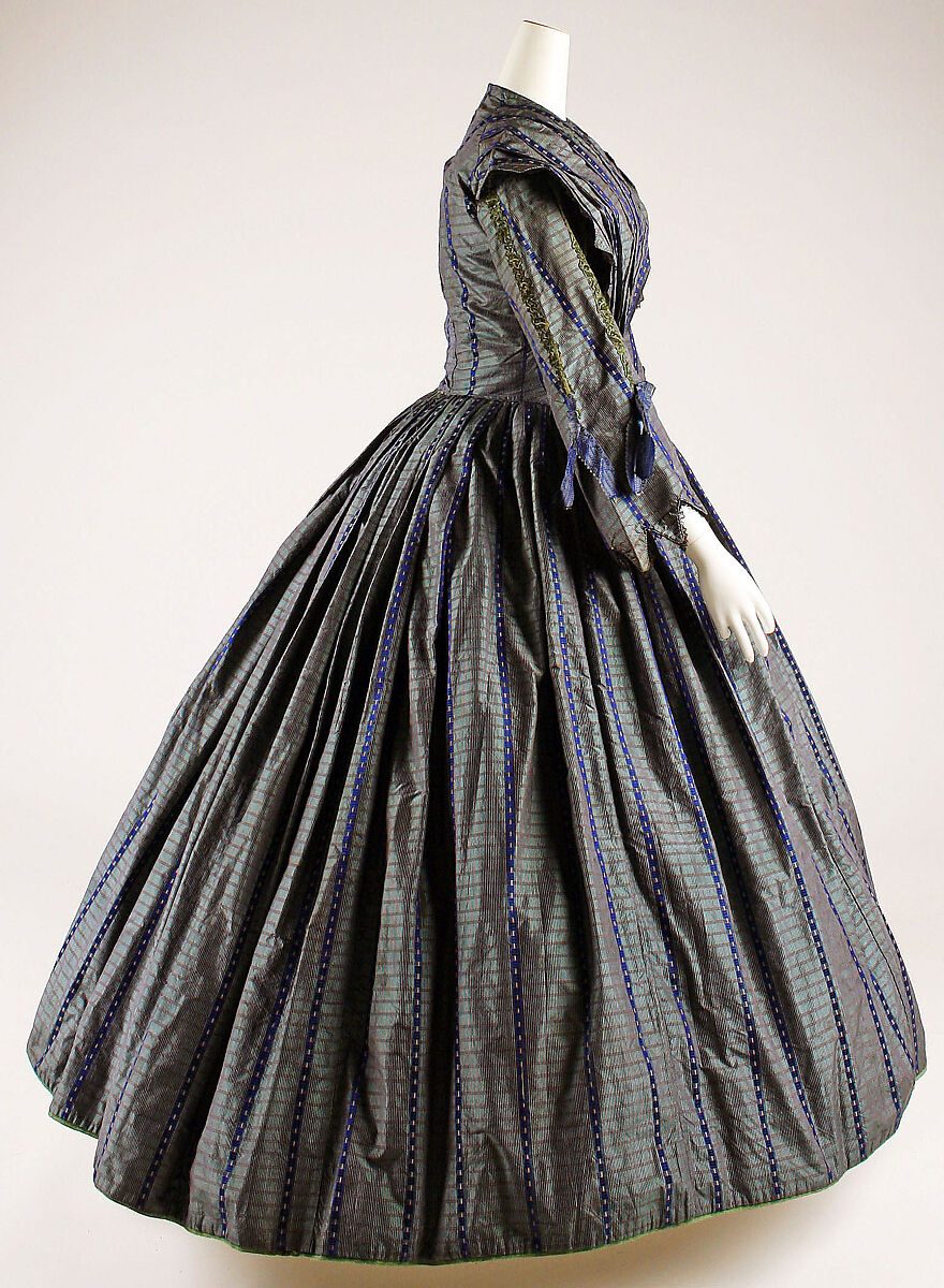 Dress, silk, flax, British