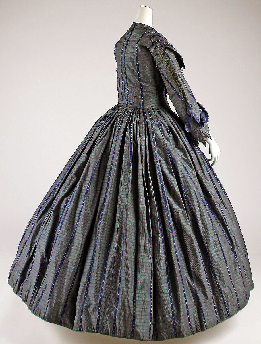 Dress, silk, flax, British