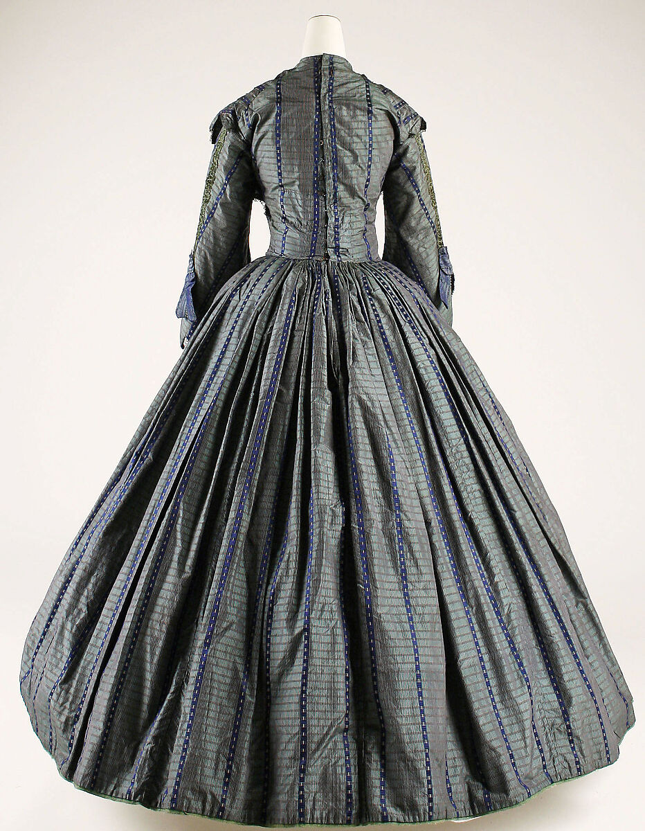 Dress, silk, flax, British