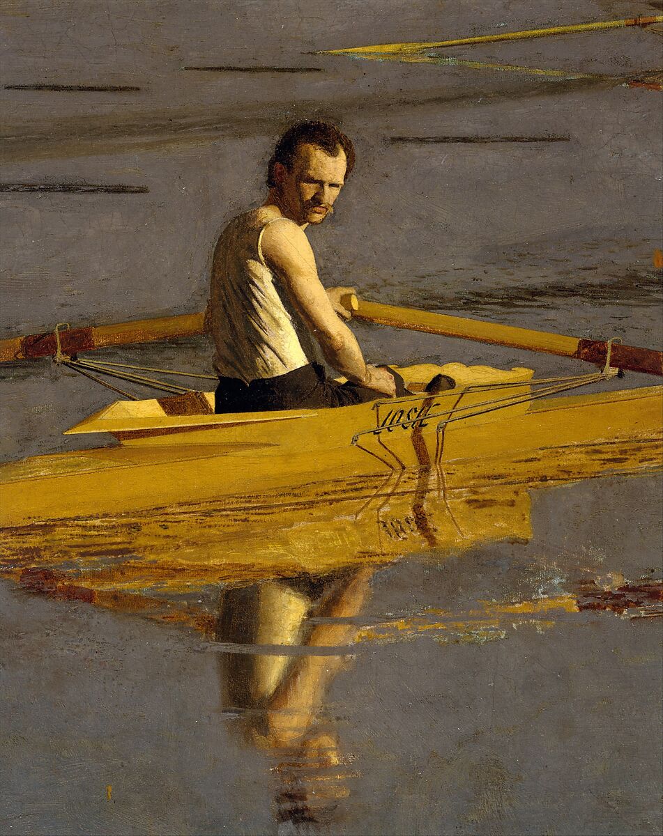 The Champion Single Sculls (Max Schmitt in a Single Scull), Thomas Eakins (American, Philadelphia, Pennsylvania 1844–1916 Philadelphia, Pennsylvania), Oil on canvas, American