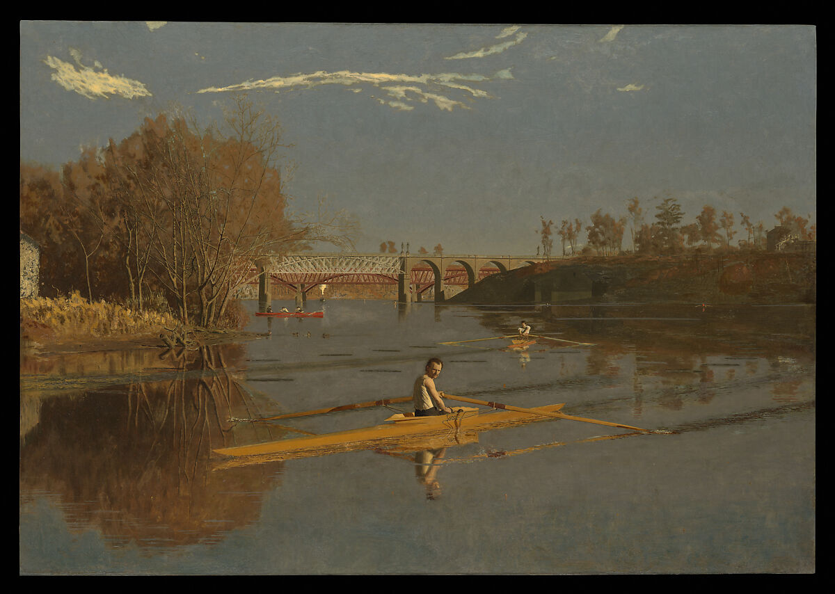 The Champion Single Sculls (Max Schmitt in a Single Scull), Thomas Eakins (American, Philadelphia, Pennsylvania 1844–1916 Philadelphia, Pennsylvania), Oil on canvas, American