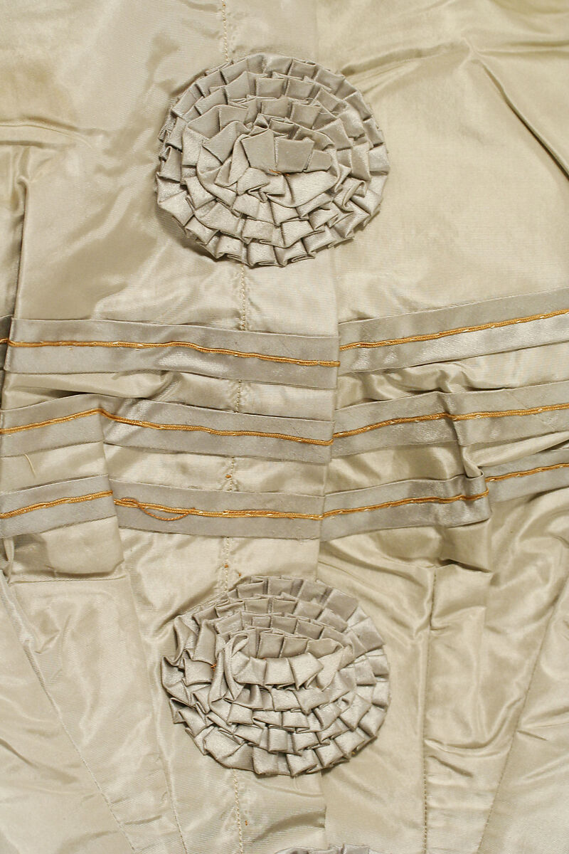 Afternoon dress, silk, metallic thread, probably American