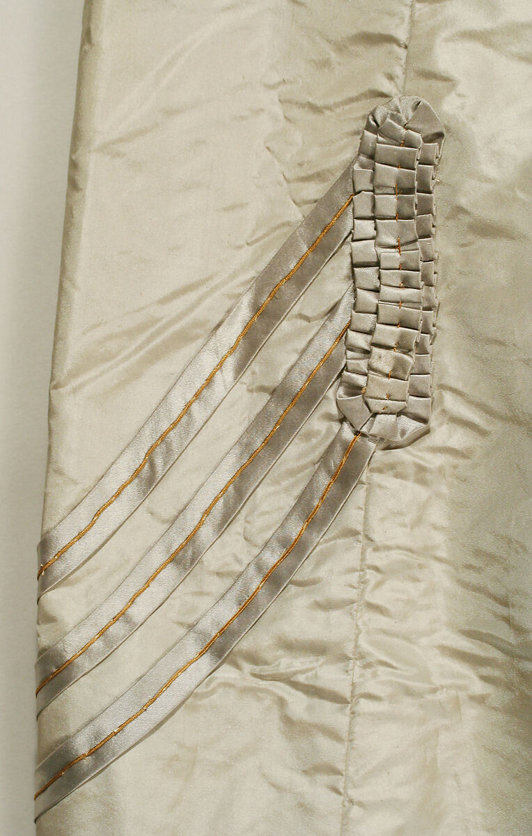 Afternoon dress, silk, metallic thread, probably American