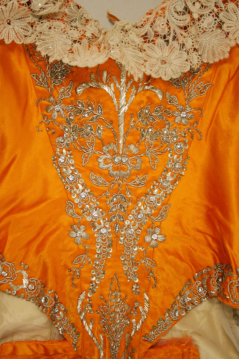 Court dress, silk, metallic thread, glass, Austrian