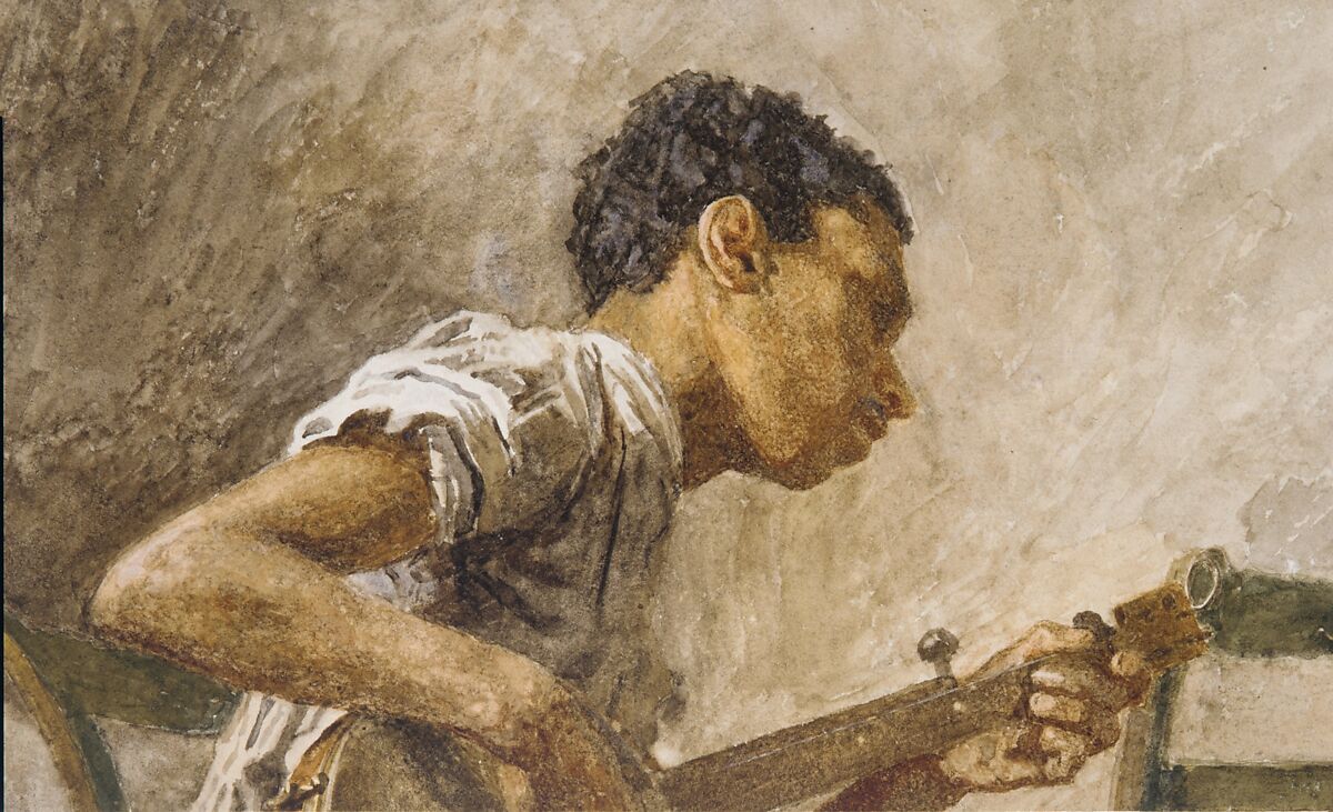 The Dancing Lesson, Thomas Eakins (American, Philadelphia, Pennsylvania 1844–1916 Philadelphia, Pennsylvania), Watercolor on off-white wove paper, American