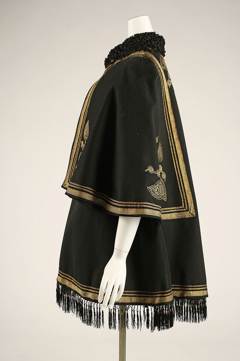 Cape, wool, silk, metallic thread, fur, European, Eastern