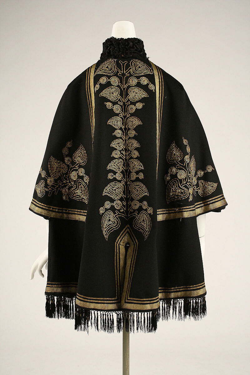Cape, wool, silk, metallic thread, fur, European, Eastern