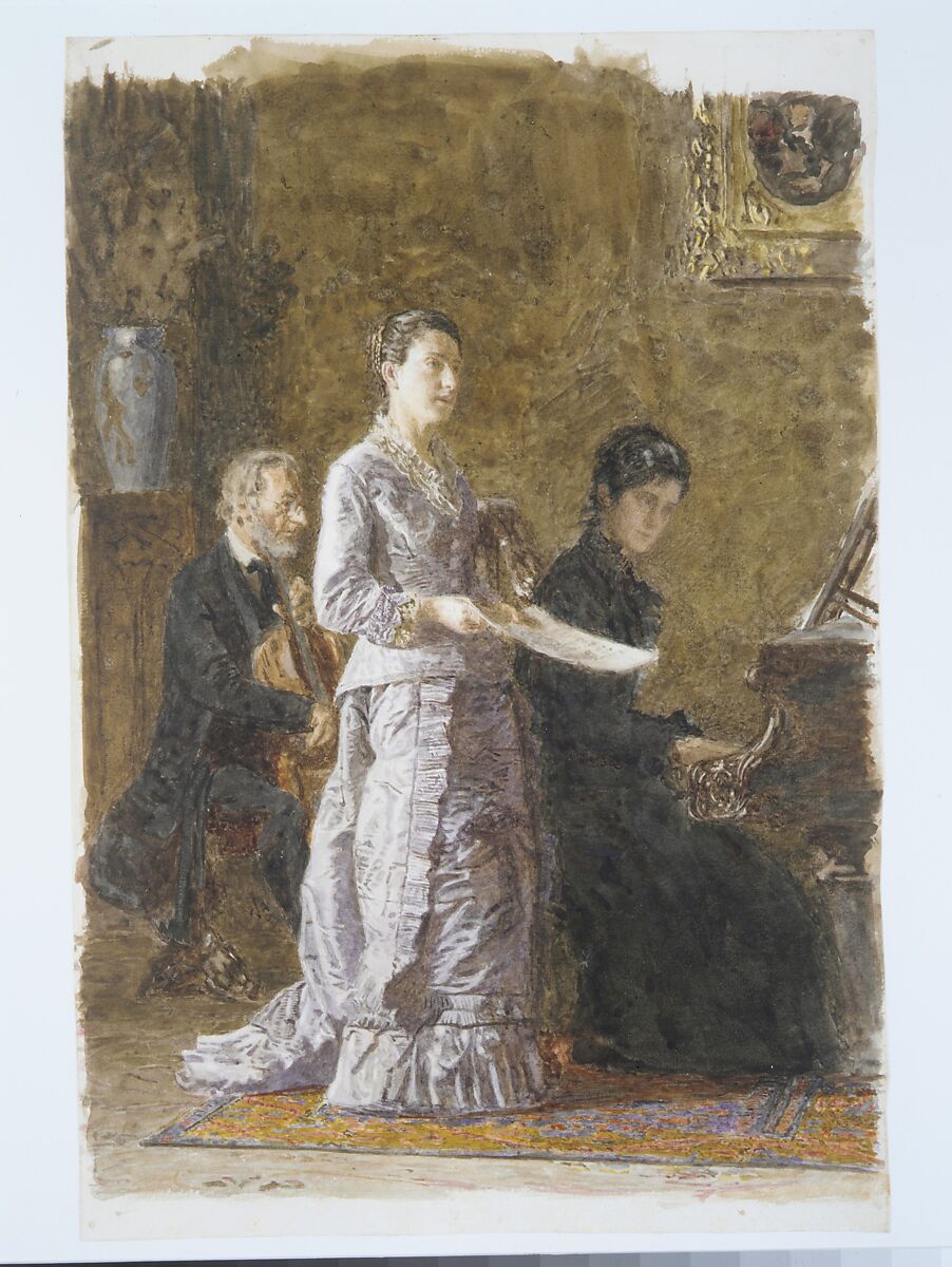 The Pathetic Song, Thomas Eakins (American, Philadelphia, Pennsylvania 1844–1916 Philadelphia, Pennsylvania), Watercolor on off-white wove paper, American