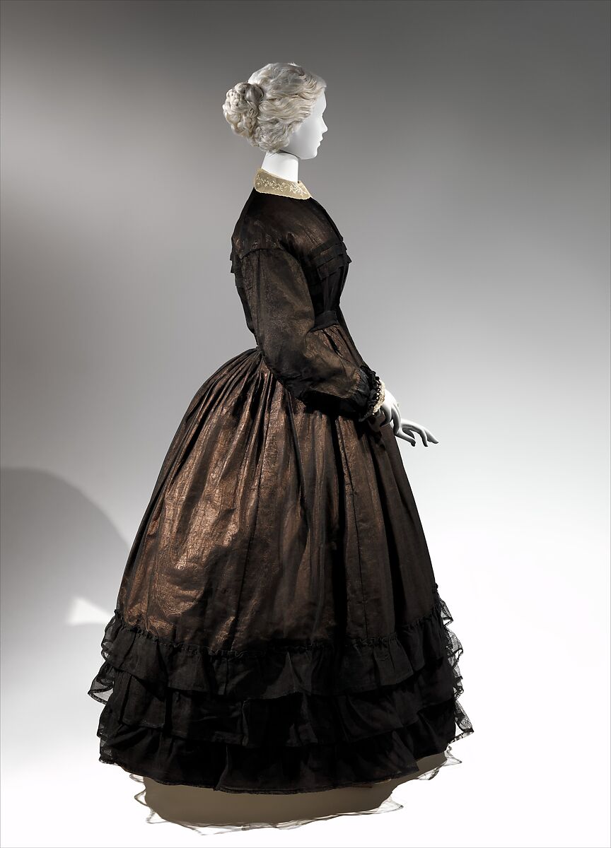 Mourning dress, cotton, silk, American