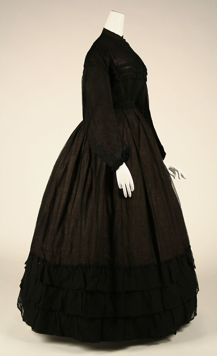 Mourning dress, cotton, silk, American