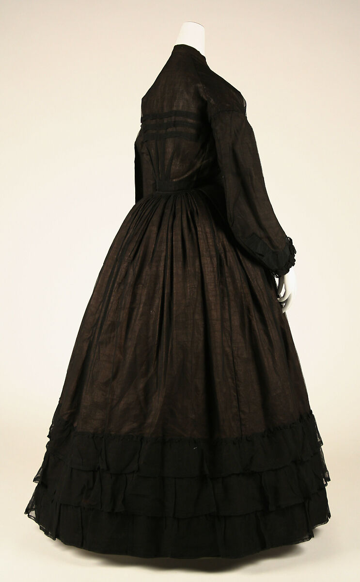 Mourning dress, cotton, silk, American