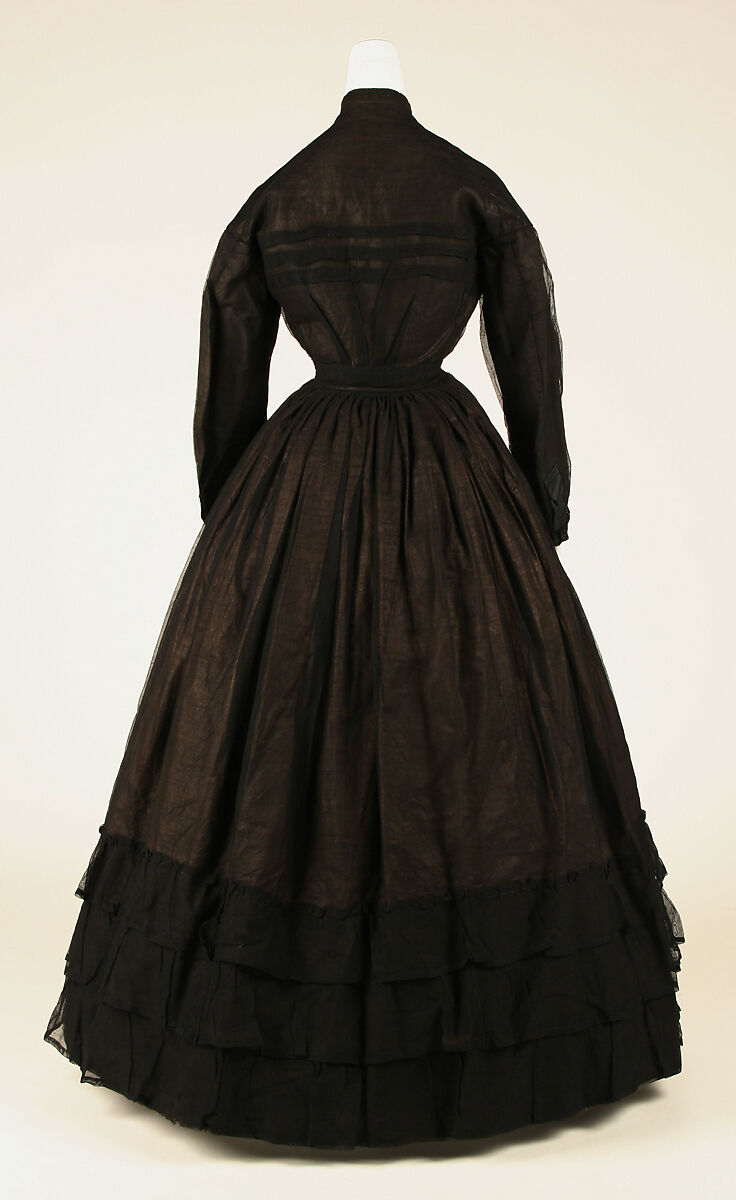 Mourning dress, cotton, silk, American