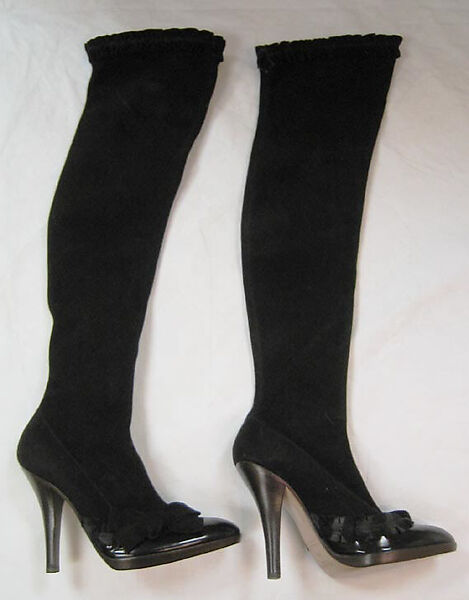 Boots, Yves Saint Laurent (French, founded 1961), a,b) leather, French 