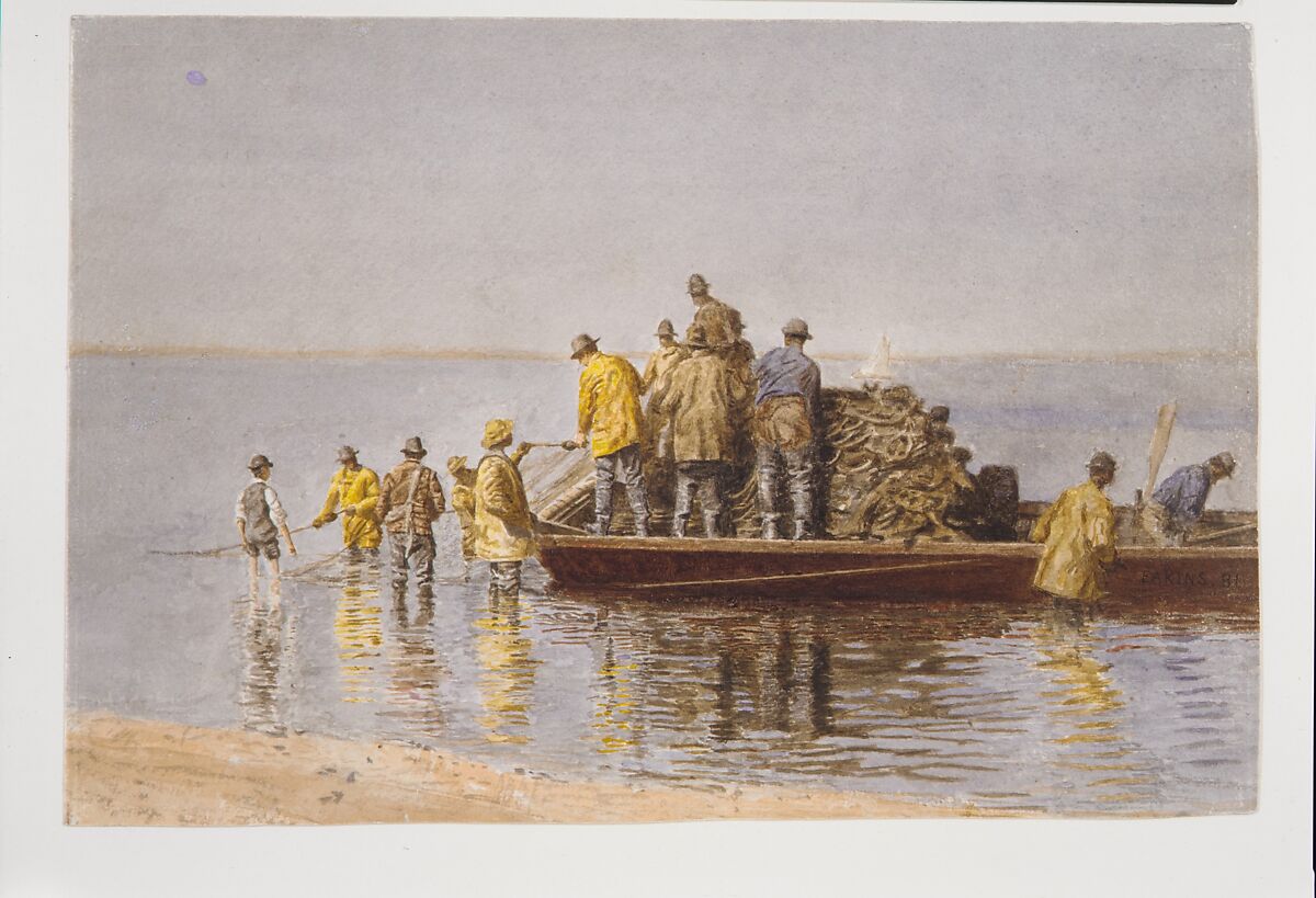 Taking Up the Net, Thomas Eakins  American, Watercolor on off-white wove paper, American