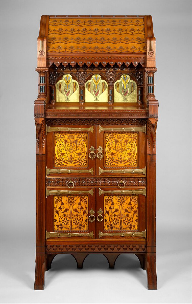 Cabinet, Attributed to Daniel Pabst (American, born Germany 1826–1910 Philadelphia, Pennsylvania), Walnut, maple, white pine, glass, American 