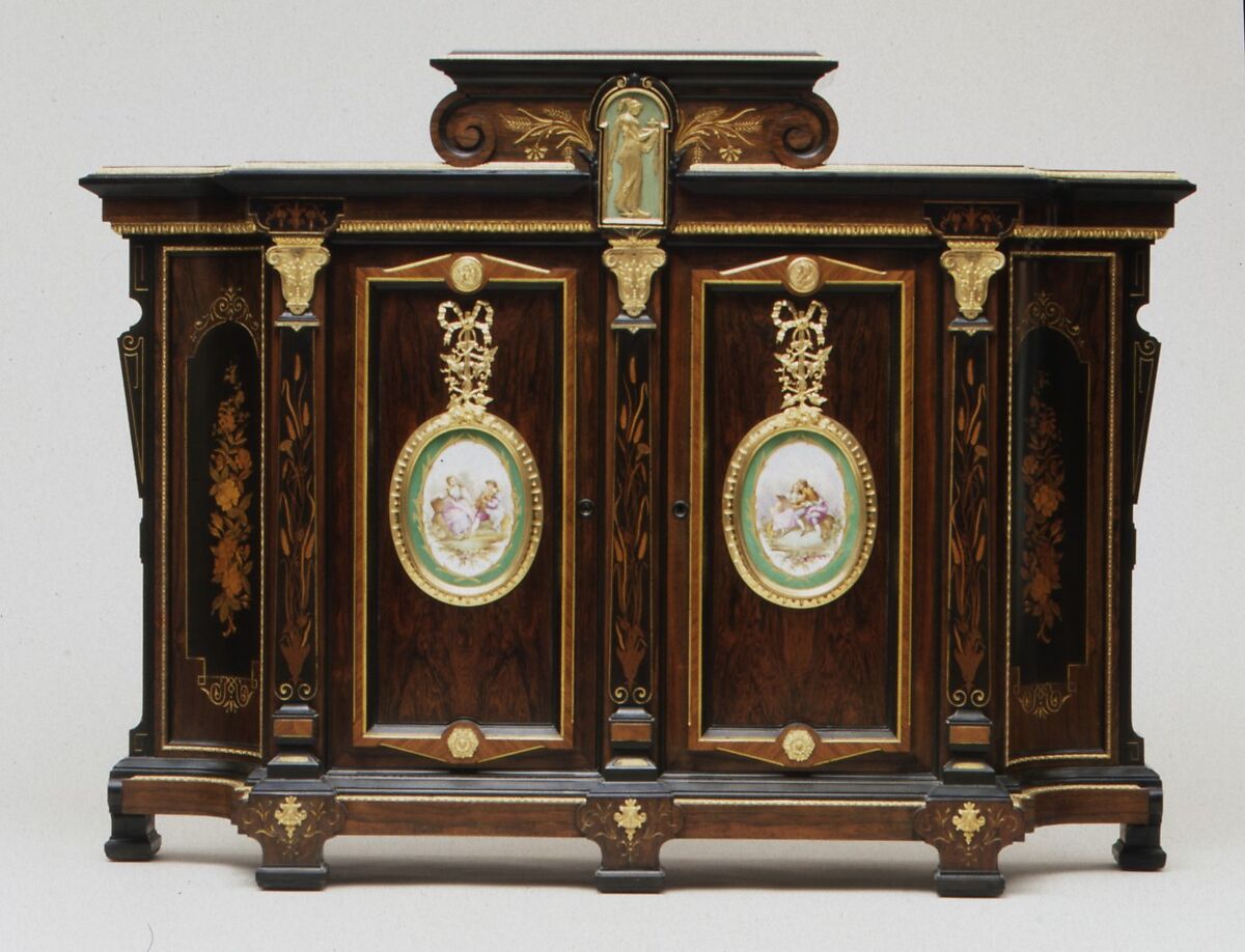 Cabinet, Alexander Roux (1813–1886), Rosewood, tulipwood, cherry, poplar, pine, American 
