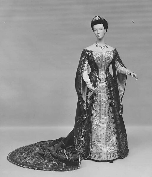 Court ensemble, silk, gold, Russian