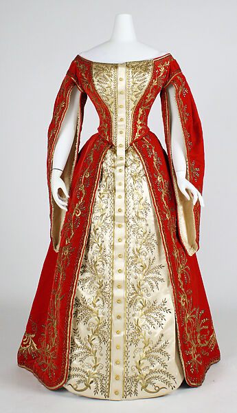 Court ensemble, silk, gold, Russian 