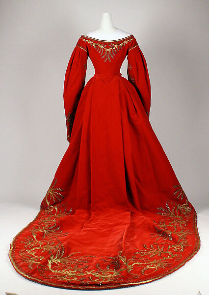 Court ensemble, silk, gold, Russian