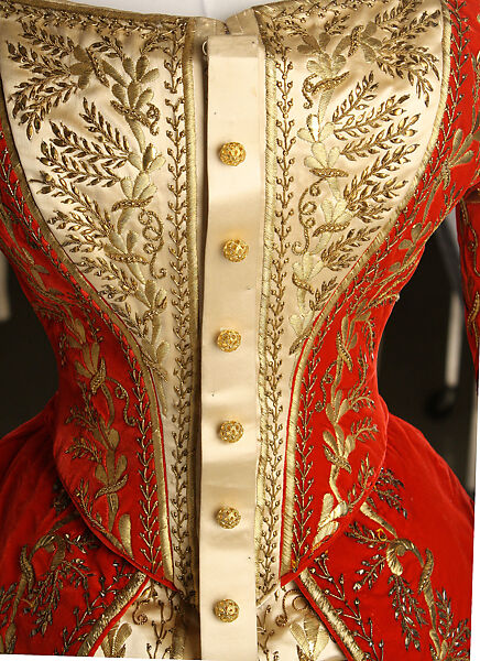 Court ensemble, silk, gold, Russian