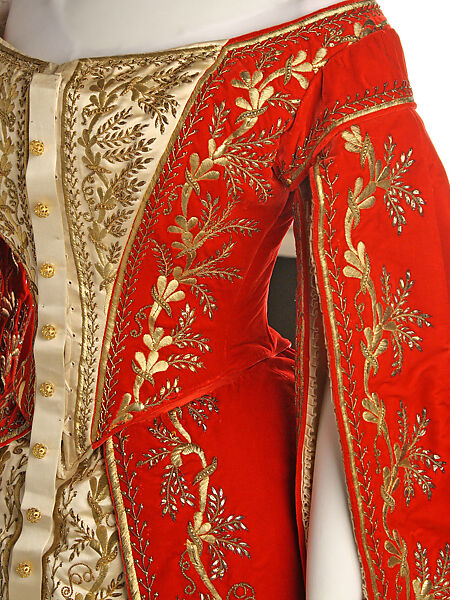 Court ensemble, silk, gold, Russian