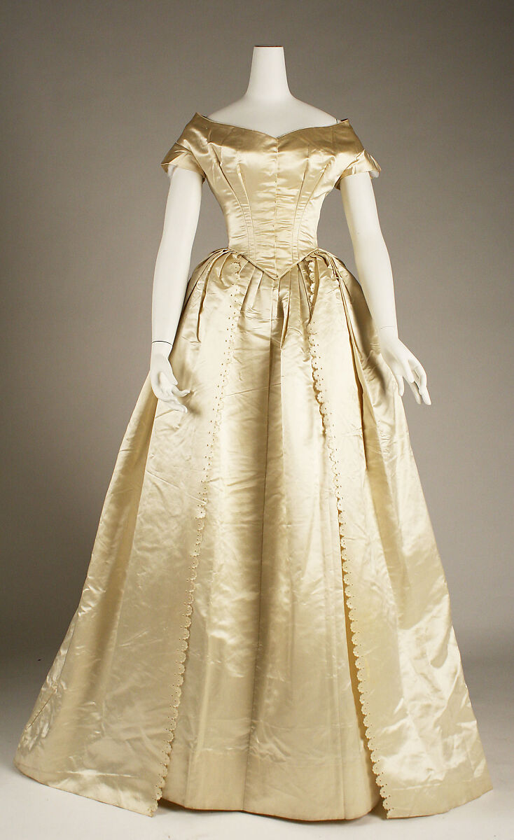 Wedding ensemble, silk, American 