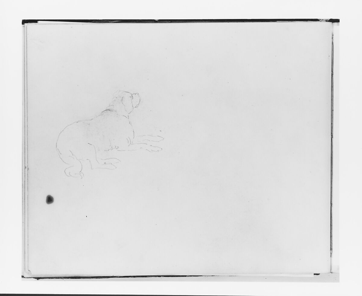 Sketchbook of Figure and Landscape Subjects, Francis William Edmonds (American, Hudson, New York 1806–1863 Bronxville, New York), Drawings in graphite and pen and brown ink on off-white wove paper, bound in marbled paper with leather spine and corners, American