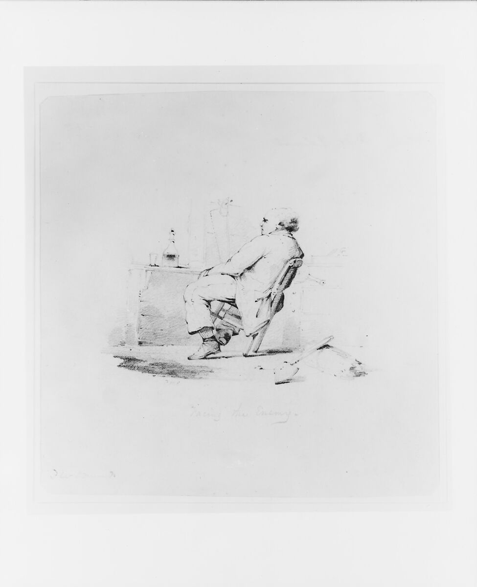Study for Facing the Enemy (from McGuire Scrapbook), Francis William Edmonds (American, Hudson, New York 1806–1863 Bronxville, New York), Graphite on white wove paper, American