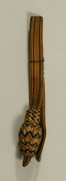 Military uniform, (a), (b) wool
(c) wool, leather, metal thread
(d) leather, metal thread
(e), ( f) medium unknown
(g) metal thread, American