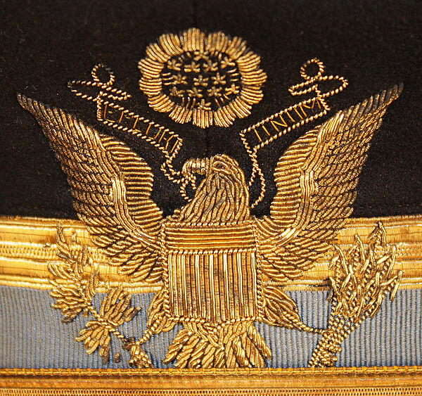 Military uniform, (a), (b) wool
(c) wool, leather, metal thread
(d) leather, metal thread
(e), ( f) medium unknown
(g) metal thread, American