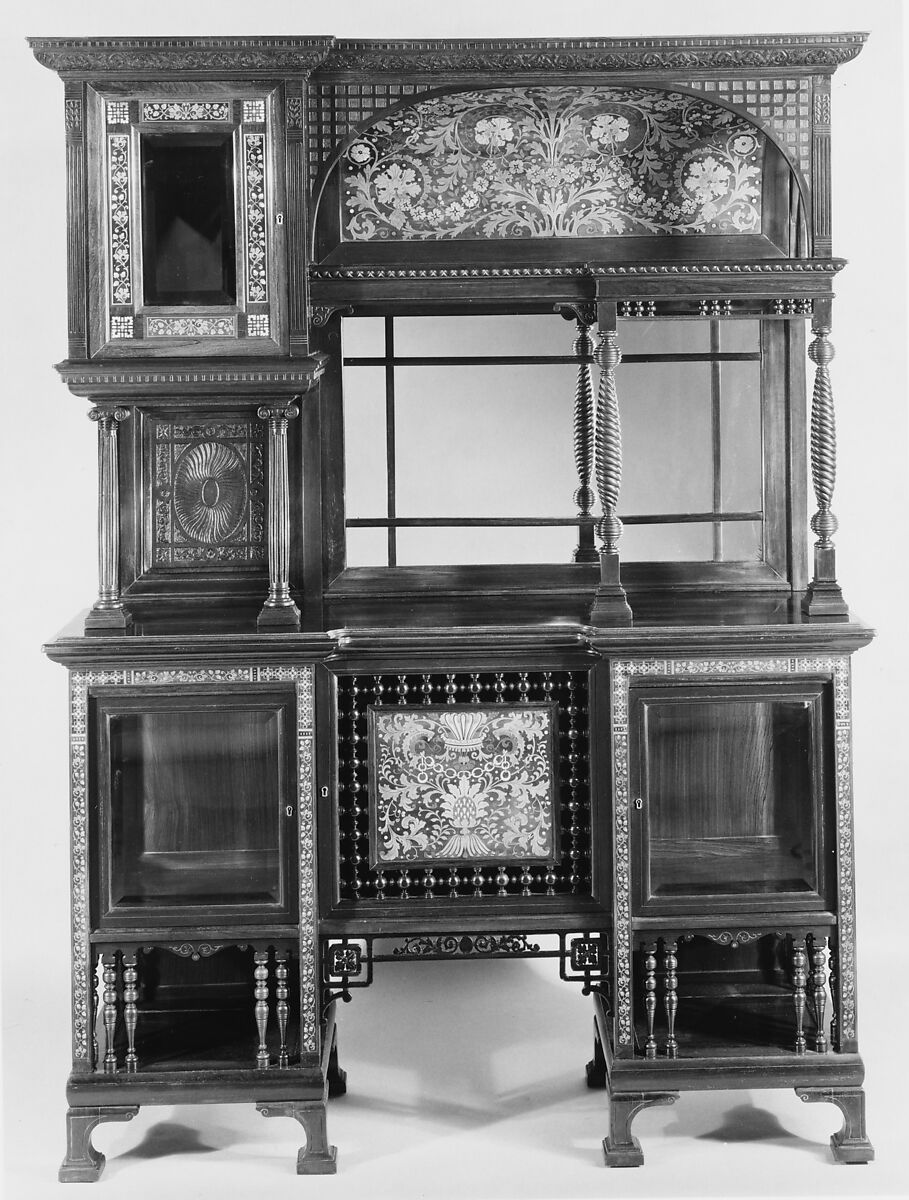 Cabinet, Charles Tisch (American, 1841–1900), Rosewood, ivory, mother-of-pearl, brass, glass, and other woods, American 