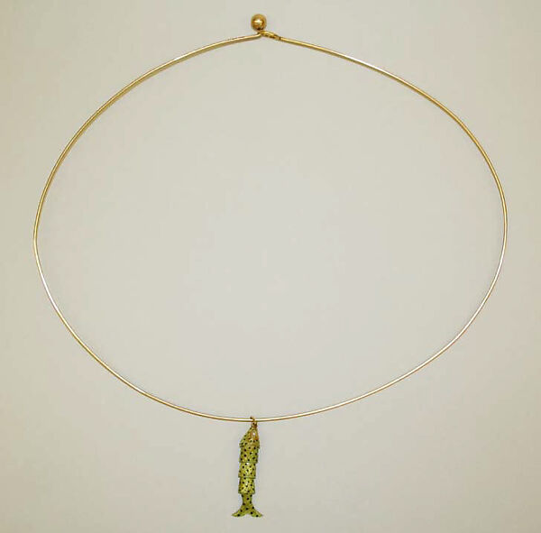 Necklace, wire, metal, enamel, American 