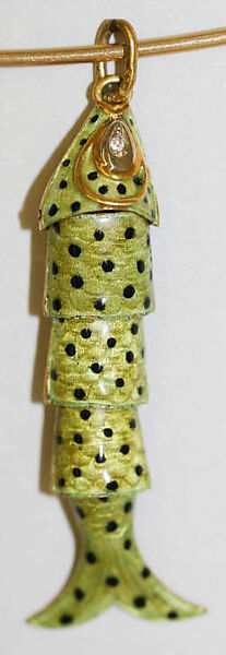 Necklace, wire, metal, enamel, American
