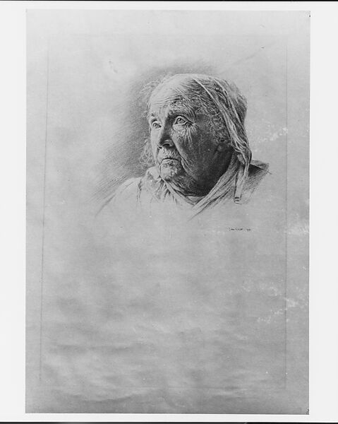 Julia Ward Howe, John Elliott (American (born England), Kent 1858–1925 Charleston, South Carolina), Red chalk on gray wove paper, American 