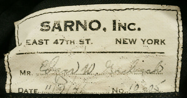 Morning suit, Sarno &amp; Son (American, founded 1940), wool, American