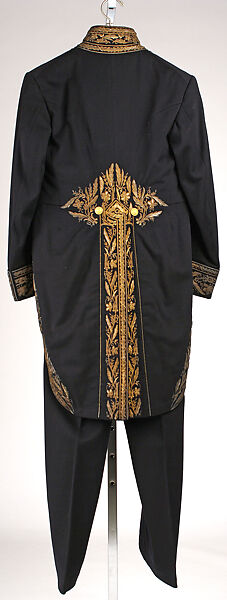 Uniform, wool, silk, feathers, metal, glass, French