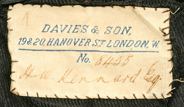 Uniform, wool, metallic thread, cotton, silk, British