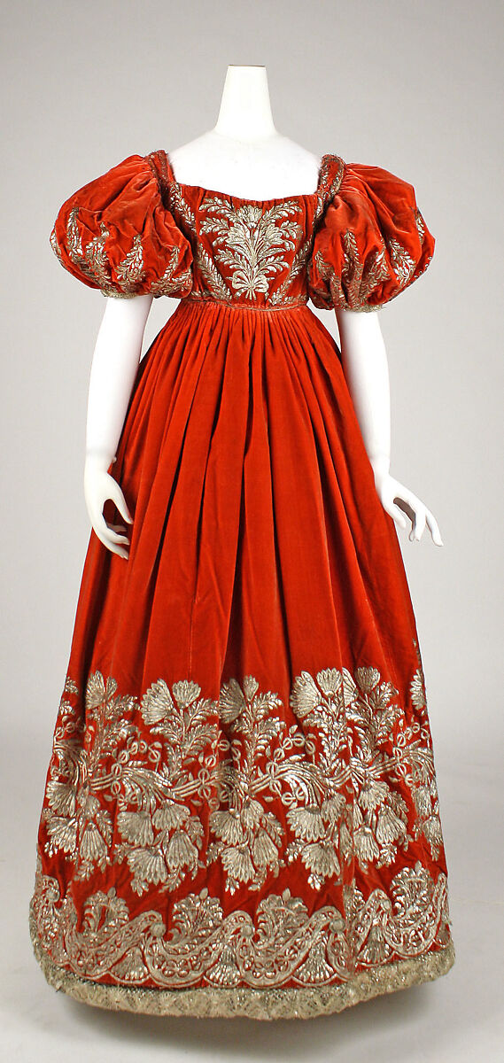 Court dress, silk, metal, probably German 