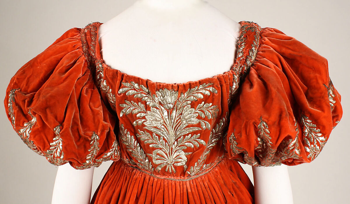 Court dress, silk, metal, probably German
