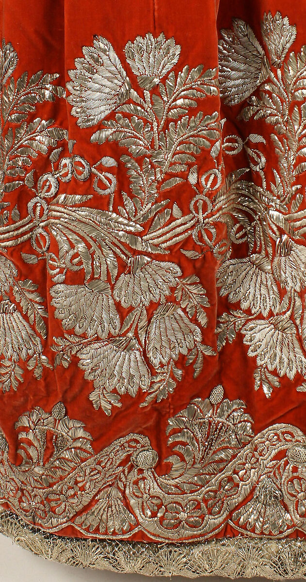 Court dress, silk, metal, probably German