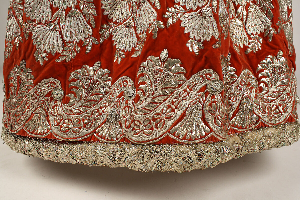 Court dress, silk, metal, probably German