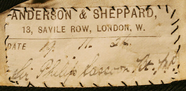 Court coat, Anderson &amp; Sheppard (British, founded 1906), wool, silk, metal, British