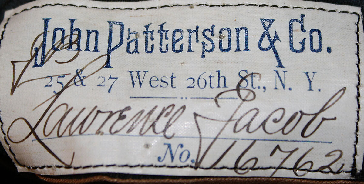 Hunting ensemble, (a, b) wool
(b) cotton
(c) linen, American