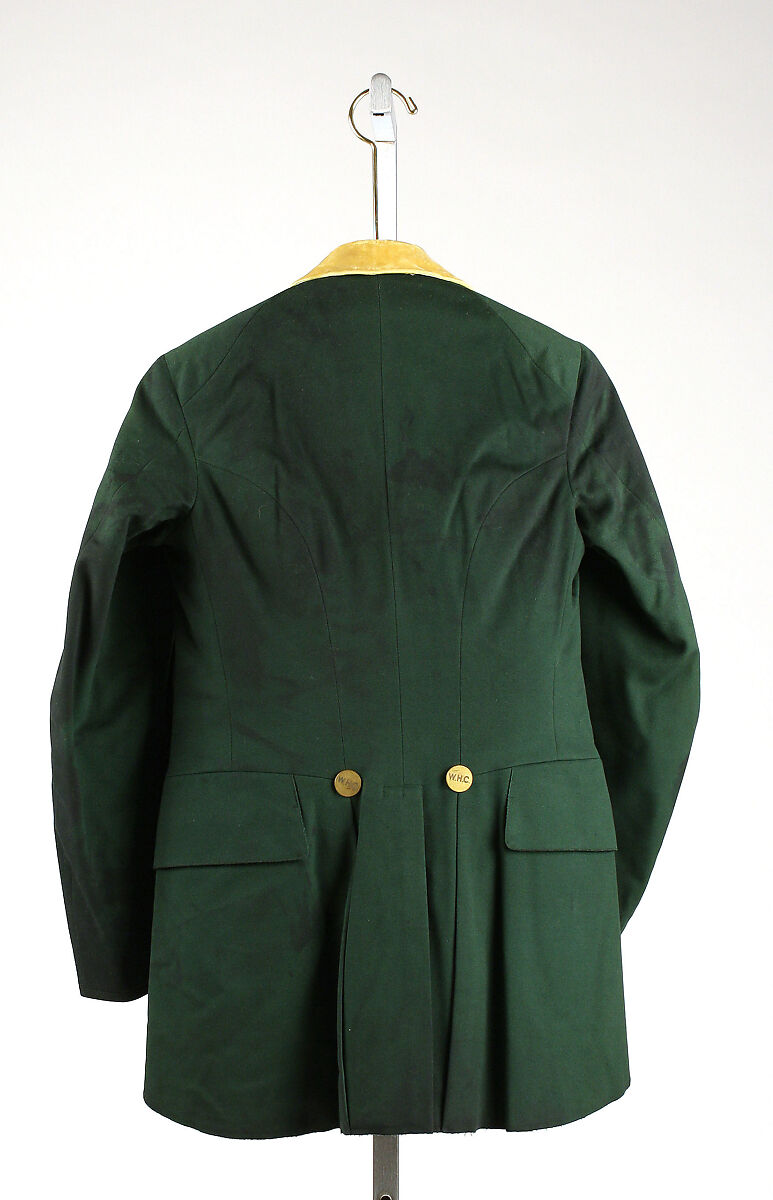 Hunting ensemble, (a, b) wool
(b) cotton
(c) linen, American