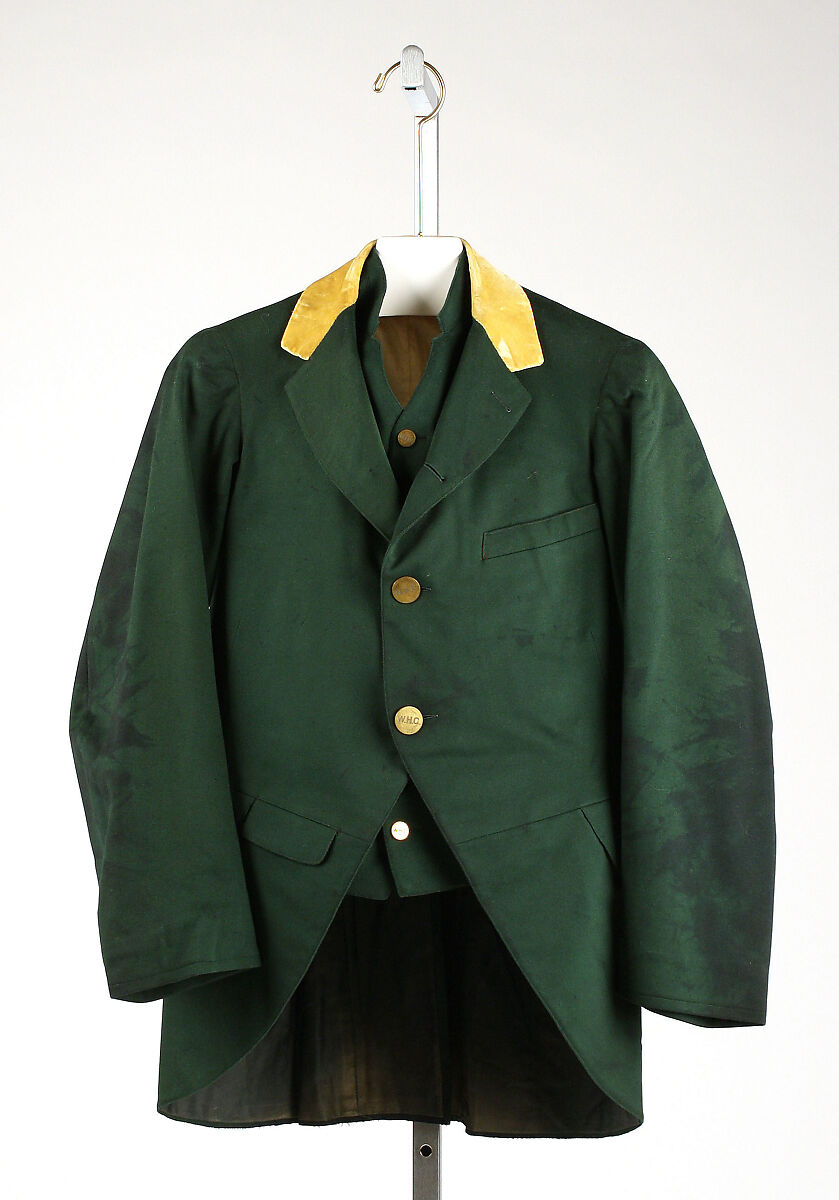 Hunting ensemble, (a, b) wool
(b) cotton
(c) linen, American 