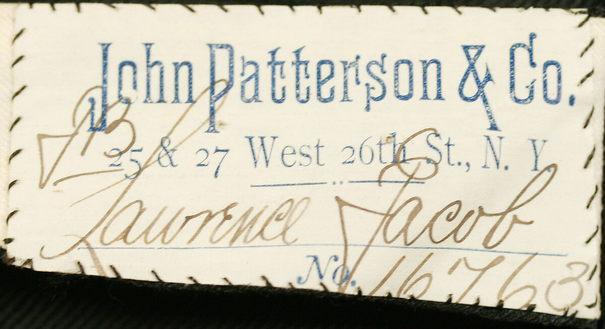 Hunting ensemble, (a, b) wool
(b) cotton
(c) linen, American