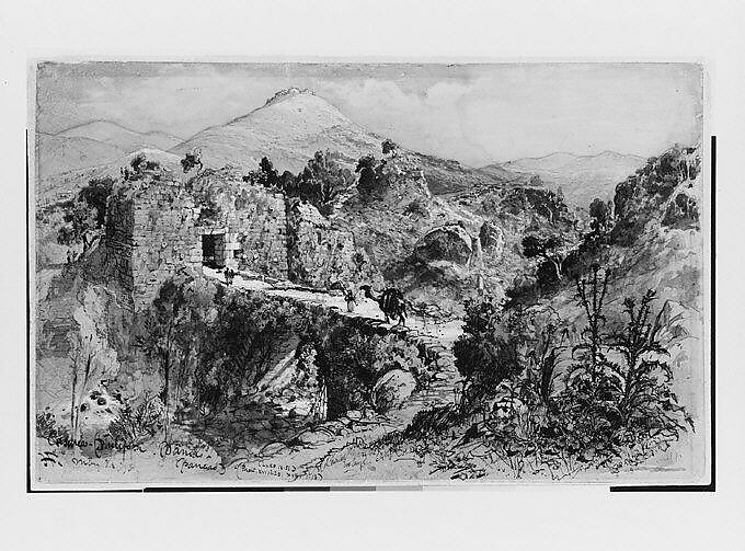 Caesarea Philippi (Banias), Harry Fenn (American (born England), Surrey 1845–1911 Montclair, New Jersey), Watercolor, gouache, brown ink, and graphite on light brown wove paper, American