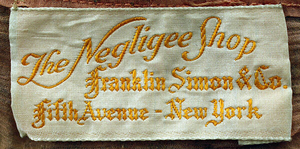 Tea gown, Franklin Simon &amp; Co. (American, founded 1902), silk, metallic thread, American