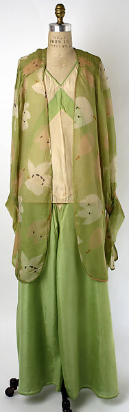 Lounging pajamas, rayon, silk, American