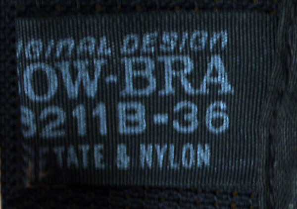 Bustier, acetate, nylon, elastic, wire, American